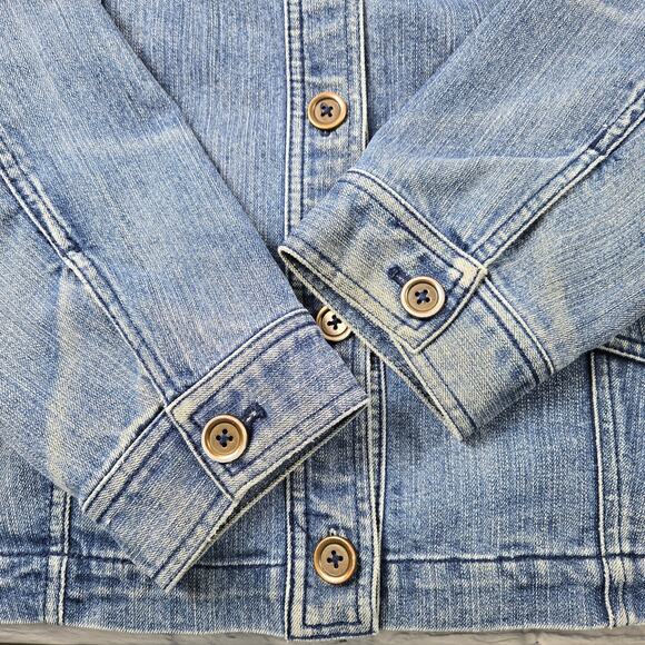 Jones New York Women's Denim Jacket Jean Barn Chore Whiskering Stretch size XL - Picture 10 of 16